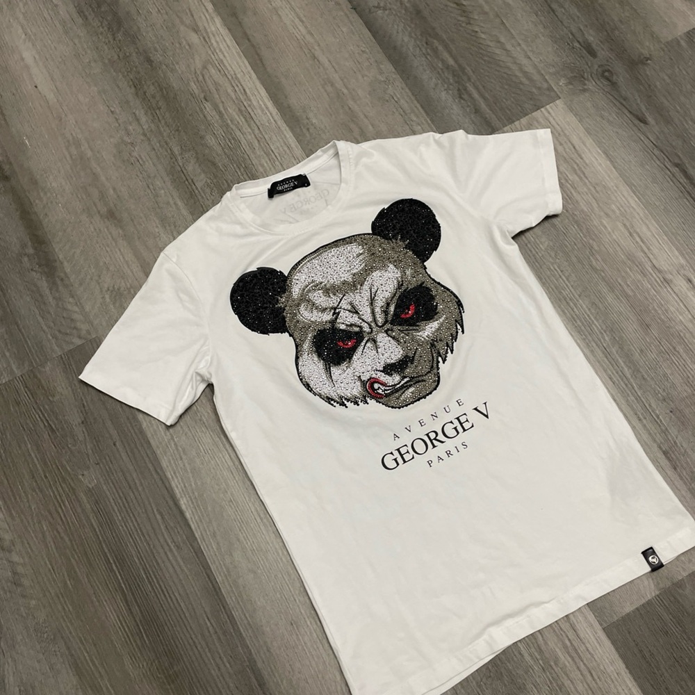 Avenue George V Paris White Graphic Panda Tee size small unisex